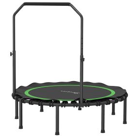 Soozier 48" Rebounder Trampoline for Adults, Foldable Mini Trampoline with Adjustable Handle Bar for Indoor Outdoor, Green