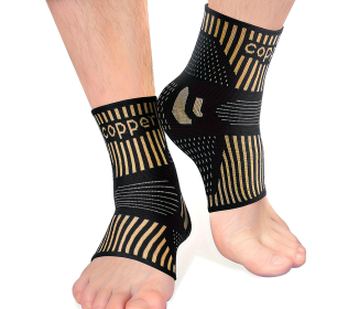 1 Pair Copper Ankle Support Sleeves Unisex Wicking With Arch Heel Stabilization Ideal For Basketball Tennis Running (Option: M)