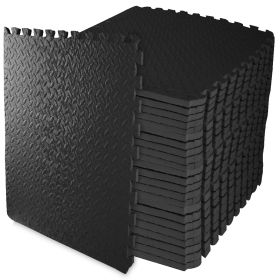 Only Supports Self Pickup  Jigsaw Sports Mat With EVA Foam Interlocking Tiles For Gymnastics And Home Gym Floor Protection, Various Sizes And Col (Option: BlacThreequartersinch 24Pieces)