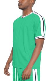 STRIPED TAPE SHORT SLEEVE TSHIRT (Color: JADE, size: 2XL)