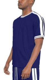 STRIPED TAPE SHORT SLEEVE TSHIRT (Color: NAVY, size: S)