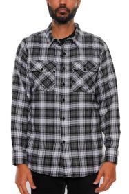 Regular Fit Checker Plaid Flannel Long Sleeve (Color: BLACK WHITE, size: M)
