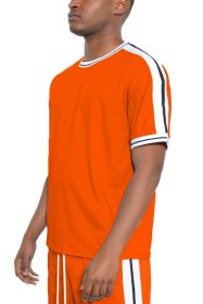 STRIPED TAPE SHORT SLEEVE TSHIRT (Color: Orange, size: S)