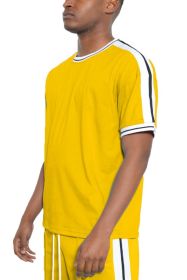 STRIPED TAPE SHORT SLEEVE TSHIRT (Color: Yellow, size: L)
