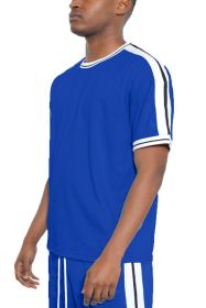 STRIPED TAPE SHORT SLEEVE TSHIRT (Color: ROYAL, size: XL)