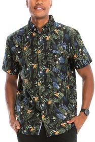Hawaiian Print Button Down Shirt (Color: MULTI, size: 3XL)
