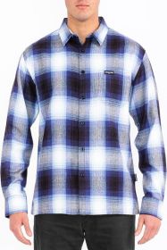 Mens Plaid Long Sleeve Flannel (Color: SKY, size: L)