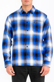 Mens Plaid Long Sleeve Flannel (Color: ROYAL, size: M)