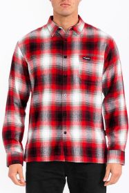 Mens Plaid Long Sleeve Flannel (Color: Red, size: L)