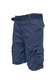 Weiv Mens Belted Cargo Shorts Pockets and Belt (Color: NAVY, size: 30)