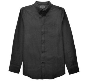 Weiv Men's Casual Long Sleeve Shirts (Color: Black, size: XL)