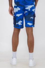 Weiv Mens Full Camo Sweat Shorts (Color: Blue, size: 3XL)
