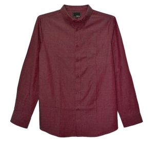 Weiv Men's Casual Long Sleeve Shirts (Color: BURGUNDY, size: M)