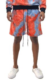 Weiv Mens Tye Dye Sweat Shorts (Color: RED ORANGE, size: S)