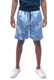 Weiv Mens Tye Dye Sweat Shorts (Color: WHITE BLUE, size: 2XL)